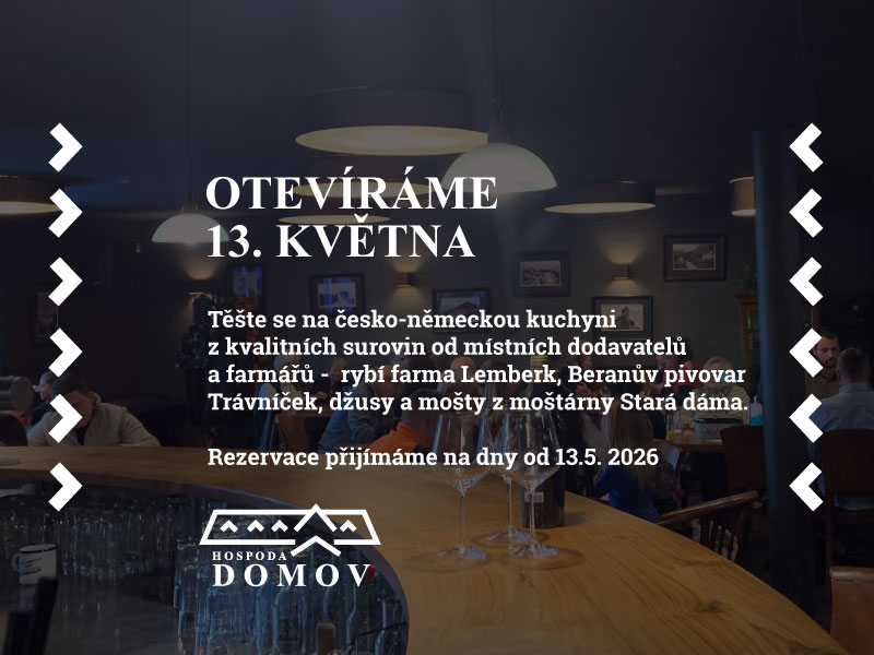 OTEVÍRÁME 13. KVĚTNA 2026